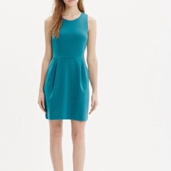 Madewell Teal Blue Verse Fit and Flare Stretch Sleeveless Sheath Dress Medium - Picture 1 of 10
